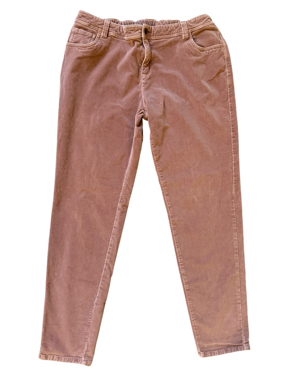 Garnet Hill Dusty Rose Velour Jeans Women's Size 18 Straight Leg Soft Stretch